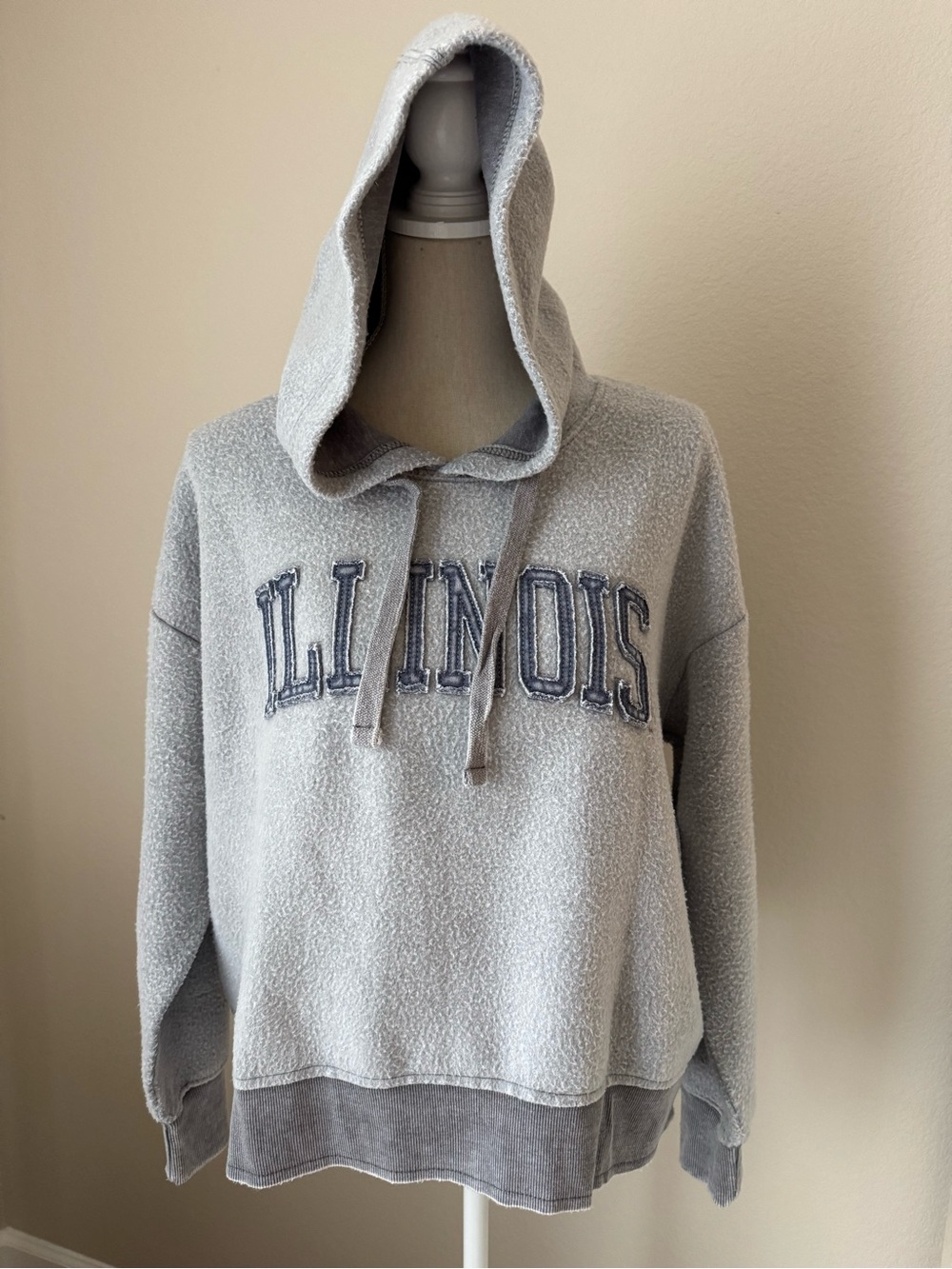 Illinois Hooded Pullover Sweatshirt - Light Gray/Blue